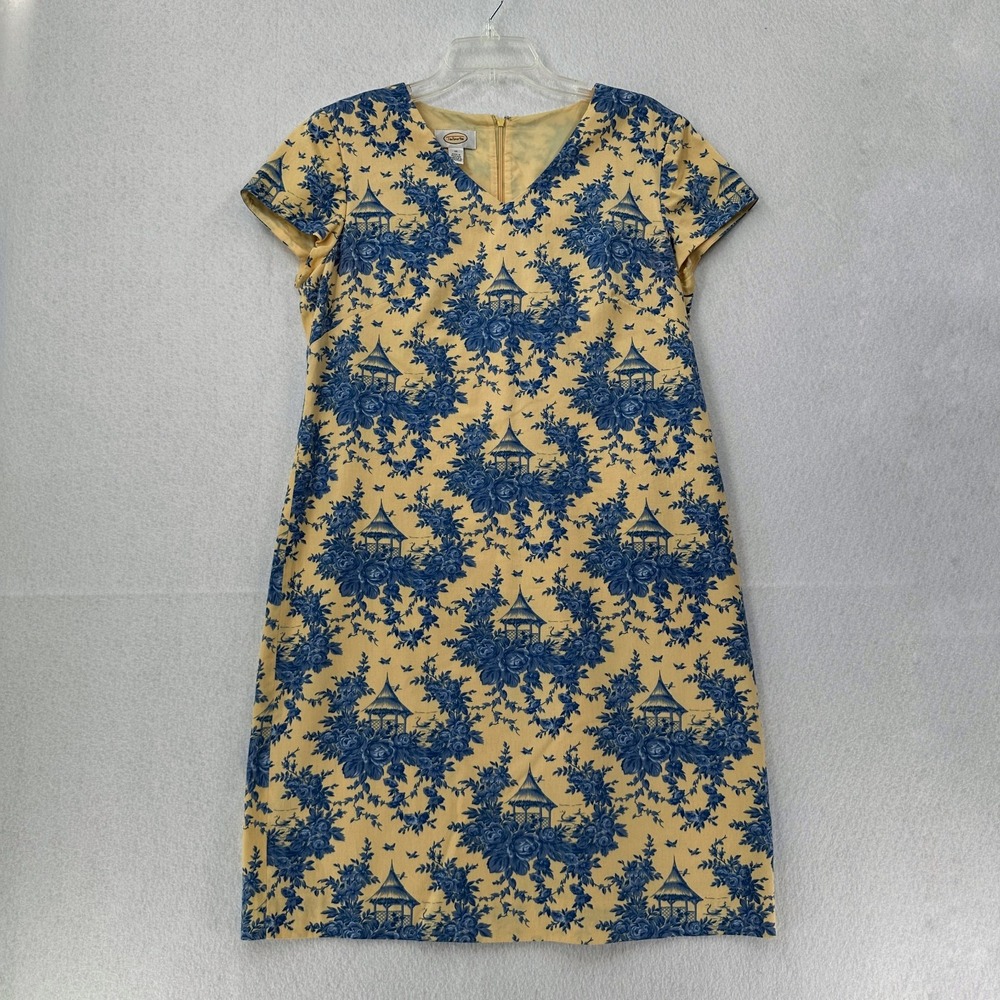 Talbots Yellow Dress with Blue Toile Motif
